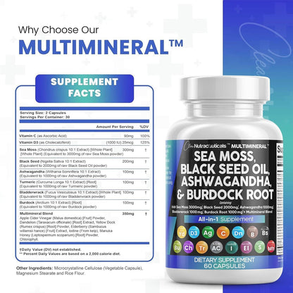 Clean Nutra Sea Moss, Black Seed Oil, Ashwagandha and More Capsules