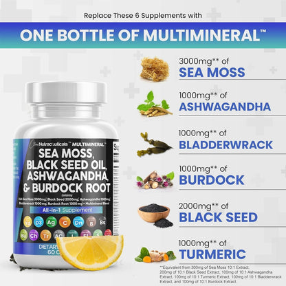 Clean Nutra Sea Moss, Black Seed Oil, Ashwagandha and More Capsules