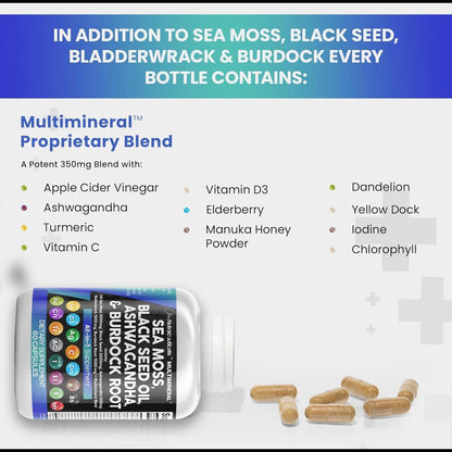 Clean Nutra Sea Moss, Black Seed Oil, Ashwagandha and More Capsules